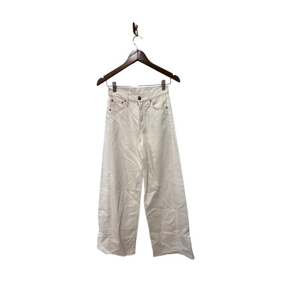 Rag & Bone Sofie Jeans Cream White Two Tone High Rise Ultra-Wide Leg Size 23 - Picture 10 of 11